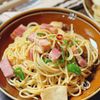 【ベーコンとキノコのピリ辛バター醤油パスタ】辛味がやみつき!