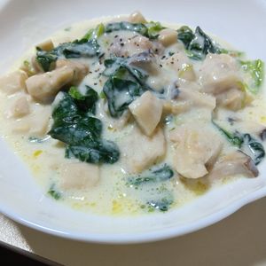 marine55の作ってみた!投稿(鶏肉ときのこのクリーム煮【生クリーム不使用。具材がゴロゴロ】)