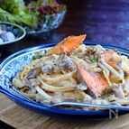 鮭×キノコ☆味噌クリームパスタ！【ワンポットパスタ】