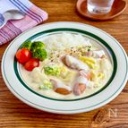 手軽なのにごちそう感♪【白菜とウインナーのクリームごはん】