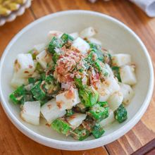 【長いもおくらの白だしわさび和え】レンジで5分!
