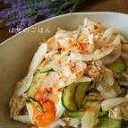 血液サラサラ♪『新玉ねぎと鯖缶のキムチサラダ♪』
