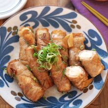 【高たんぱくボリュームおかず】肉巻き厚揚げにんにく醤油味