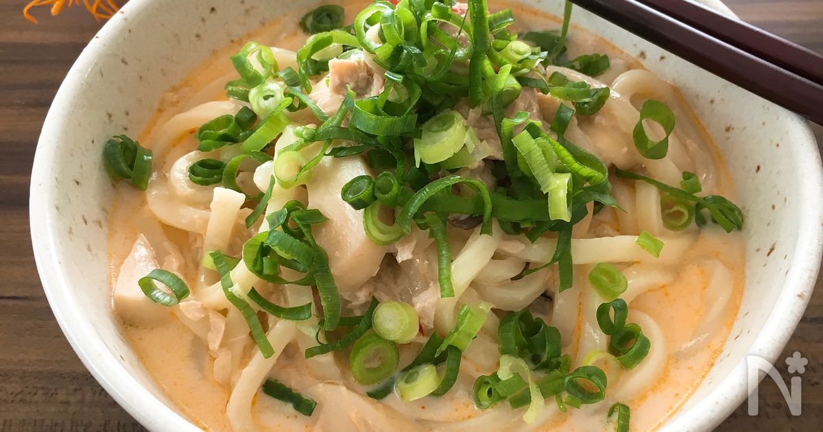 たった3つで簡単旨スープ♡【ピリ辛ミルクうどん】