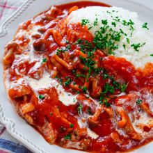 濃厚！豚肉ときのこのトマトハヤシ《煮込み時間たったの5分♪》