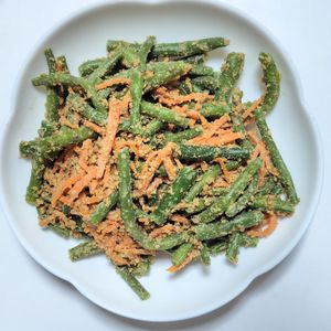 ふうかの作ってみた!投稿(彩り副菜にいんげんと人参の胡麻和え)