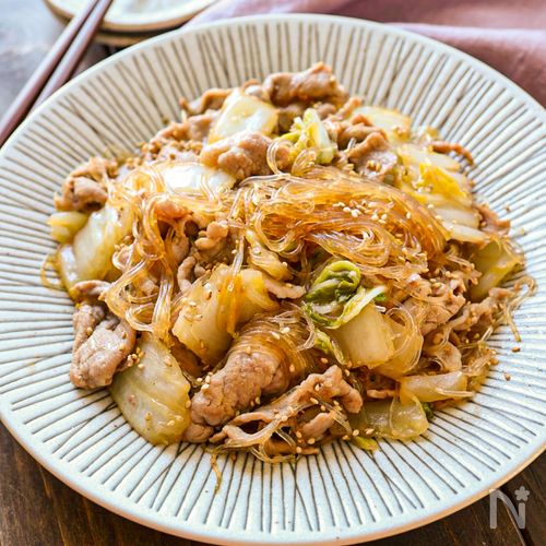 【ワンパン10分！豚こまと白菜の春雨炒め】ご飯やおつまみにも