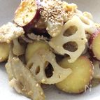 豚肉と秋の根菜のごまみそ炒め