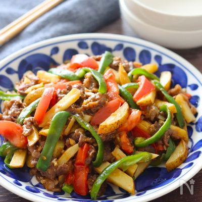 【新じゃがでトマト入り青椒肉絲】ちょっぱや激旨~味噌がミソ♪