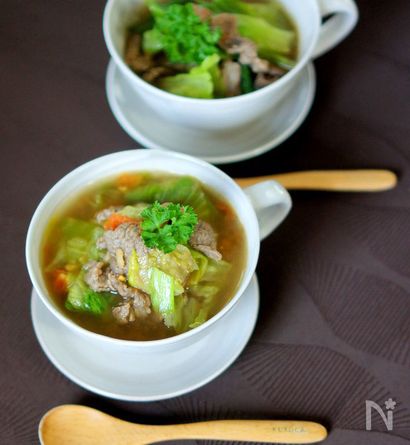 牛肉とレタスの和風スープ煮