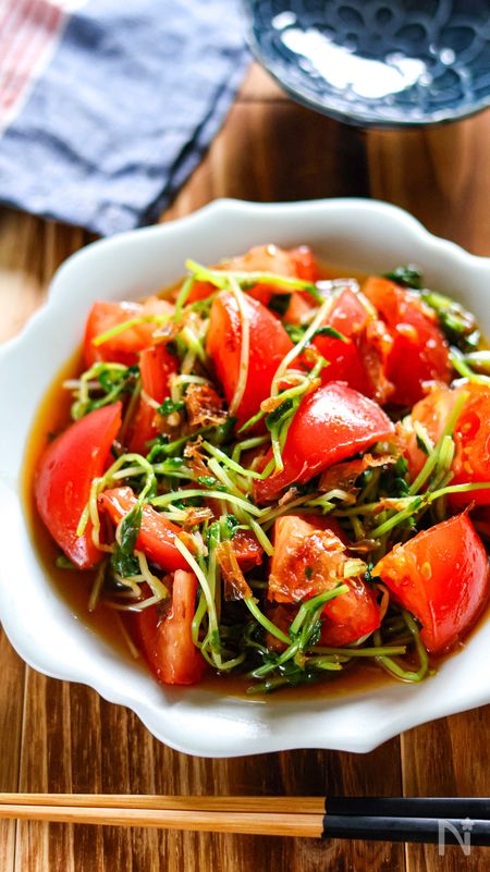 【トマトと豆苗の旨い和え】5分で作れる簡単おかず