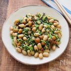 【作り置き】５分！豆苗・大豆・なめこの塩昆布炒め
