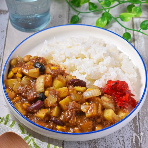 コンビーフカレーライス│【防災レシピ】ポリ袋で同時調理