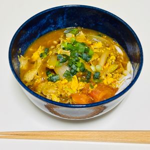 だいふくの作ってみた!投稿(【トマトと卵のカレーうどん】ルウ&めんつゆでお手軽！)