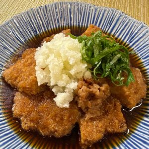 楽ラク手抜キッチン🐶🐾の作ってみた!投稿(さっぱり♪チキンカツの梅しそ鬼おろし煮)