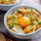 パパッと作れる節約丼！『胸肉と白菜のすき焼き風どんぶり』