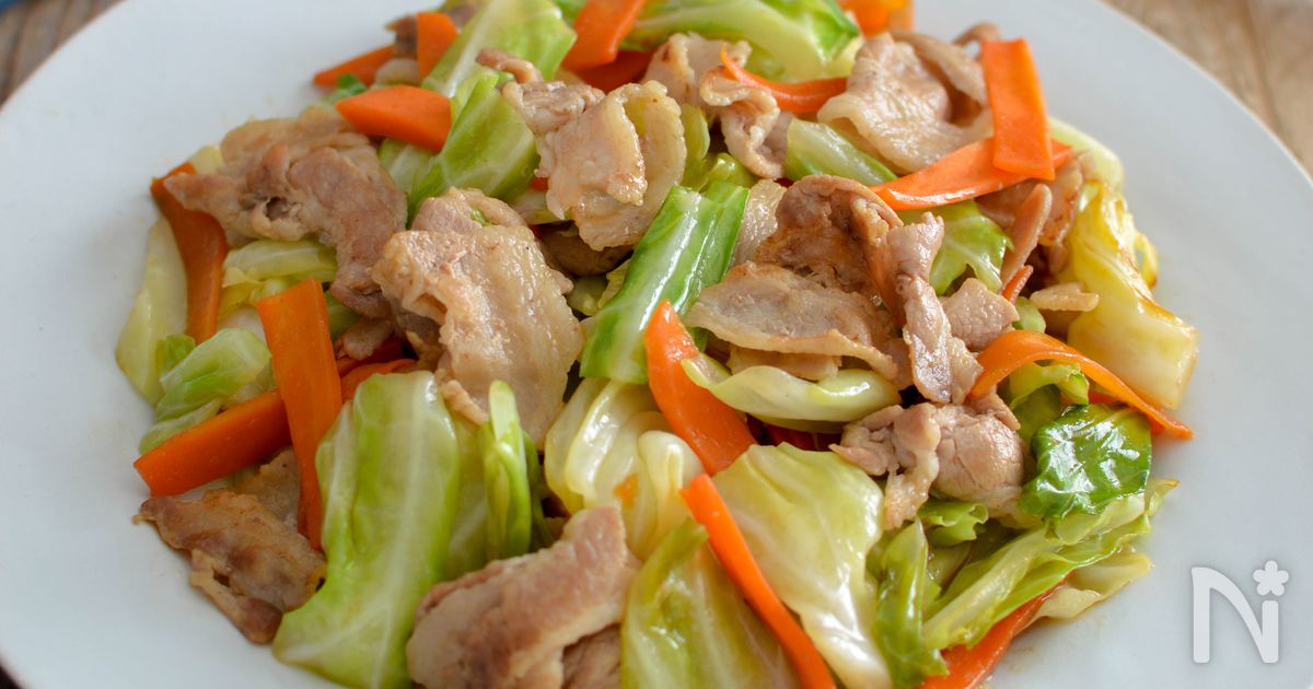 キャベツと豚バラ肉のオイスターソース炒め。簡単！中華おかず♪