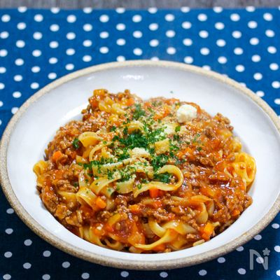 連続投稿101日「フィットチーネで簡単ミートソースパスタ」
