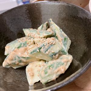 Natsukoの作ってみた!投稿(和えるだけで簡単！！きゅうりのごま味噌マヨ和え)