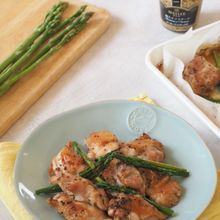 オーブンで10分！【鶏肉とアスパラの粒マスタード焼き】