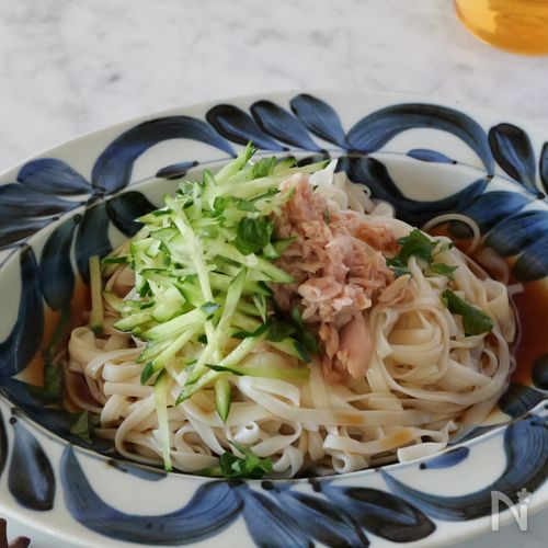 シャキシャキさっぱり☆ツナポン冷やしうどん
