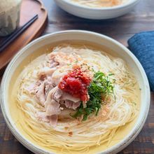 【白だし豚しゃぶ梅そうめん】さっぱり美味しい！