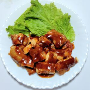 ふうかの作ってみた!投稿(フライパンひとつ！【甘辛チキン】焼いて絡めるだけ♪)