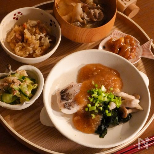 【簡単ヘルシー和食】鯛とわかめの酒蒸しかぶらあんかけ
