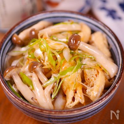 1分おつまみシリーズ③しめじと油揚げのやみつきネギポン酢😋