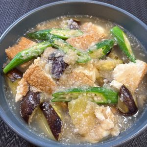 楽ラク手抜キッチン🐶🐾の作ってみた!投稿(作業時間5分《夏野菜と厚揚げのみぞれ煮》)