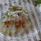 真鯛のカルパッチョ、梅ドレッシング