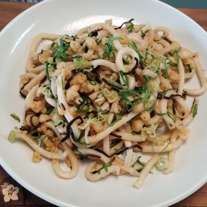 ゆの作ってみた!投稿(簡単なのにめちゃうまっ♪塩昆布たぬき焼うどん)