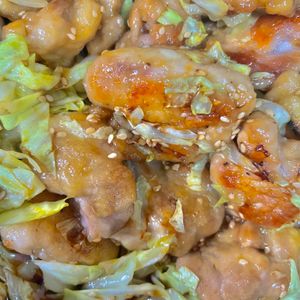 962565の作ってみた!投稿(鶏肉ときゃべつの甘酢ごま照り炒め)