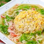 かにかまレタスのあんかけ卵チャーハン♪包丁いらずのおうち中華