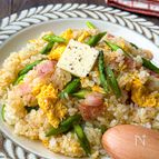 バター香る♪絶品主食【アスパラベーコン炒飯】