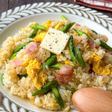 バター香る♪絶品主食【アスパラベーコン炒飯】