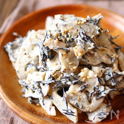 レンジで5分！【れんこんとひじきの胡麻マヨサラダ】