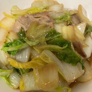 ミントミントの作ってみた!投稿(行列の定食屋さんの🍚豚バラ白菜のポン酢しょうが焼き🤭💕)