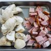 おけましておめでとうの「ポテトとベーコンの巻かないオムレツ」の工程2