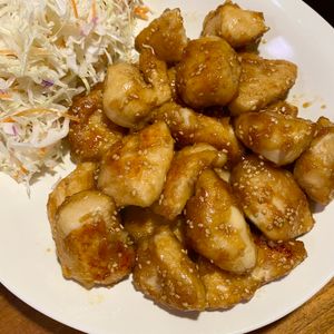 705の作ってみた!投稿(油は大さじ2♪むね肉で作る♪『揚げない鶏唐の甘酢ごまあえ』)