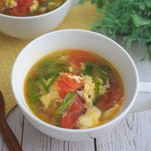 我が家の定番★たまごとトマトの中華風スープ