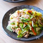 【豚ひき肉とカット野菜のおかか炒め】野菜たっぷり節約おかず