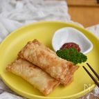 鶏むね肉とひじきのねぎサラダのチーズ春巻き【リメイク】
