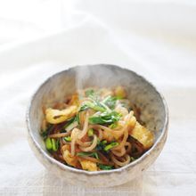 白滝と油揚げの生姜醤油炒め