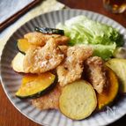 鶏むね肉と秋野菜の竜田揚げ
