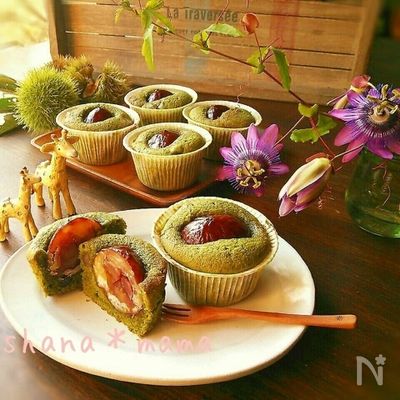 栗の渋皮煮入り抹茶パウンド♪