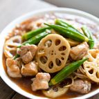 れんこんとオクラと鶏肉のポン酢あん　