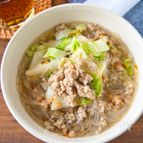 レンジにお任せ﻿♪白菜担々春雨スープ﻿