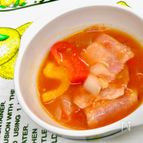 【電子レンジで簡単】水を使わない冷凍トマトのミネストローネ♪