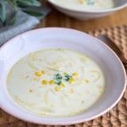 【白だしで】フレッシューコーンのつぶつぶ豆乳スープ
